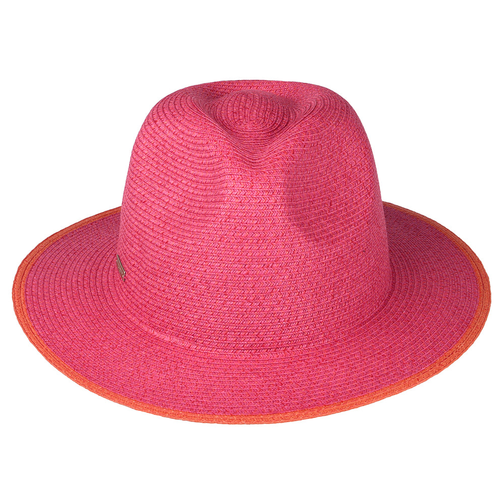 Sombrero Fedora de paja toyo de Seeberger - Rosa-Naranja