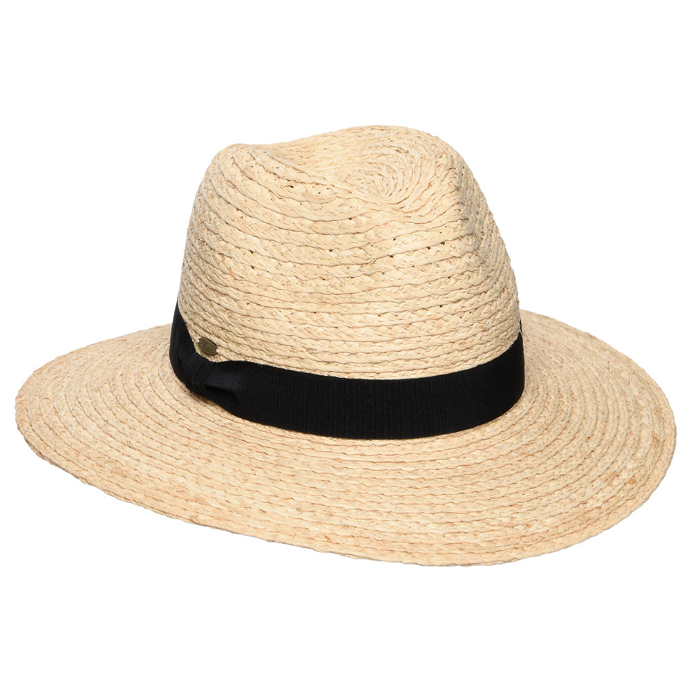 Sombrero Fedora Safari Franie de paja de rafia de Scala - Natural