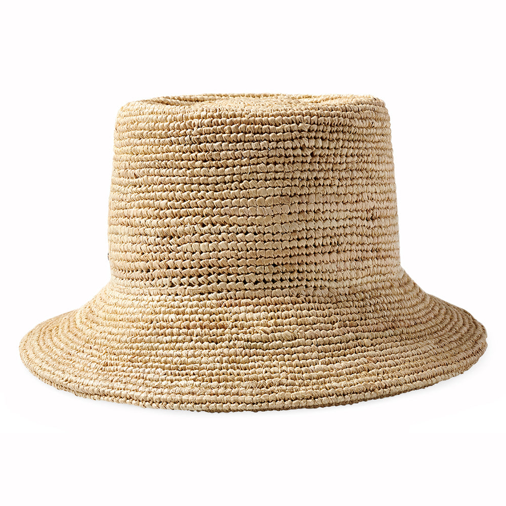 Sombrero de pescador Ellee plegable de paja de rafia a crochet de Brixton - Beige Arena