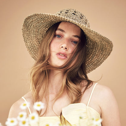 Sombrero de paja de algas marinas a crochet de Seeberger - Natural