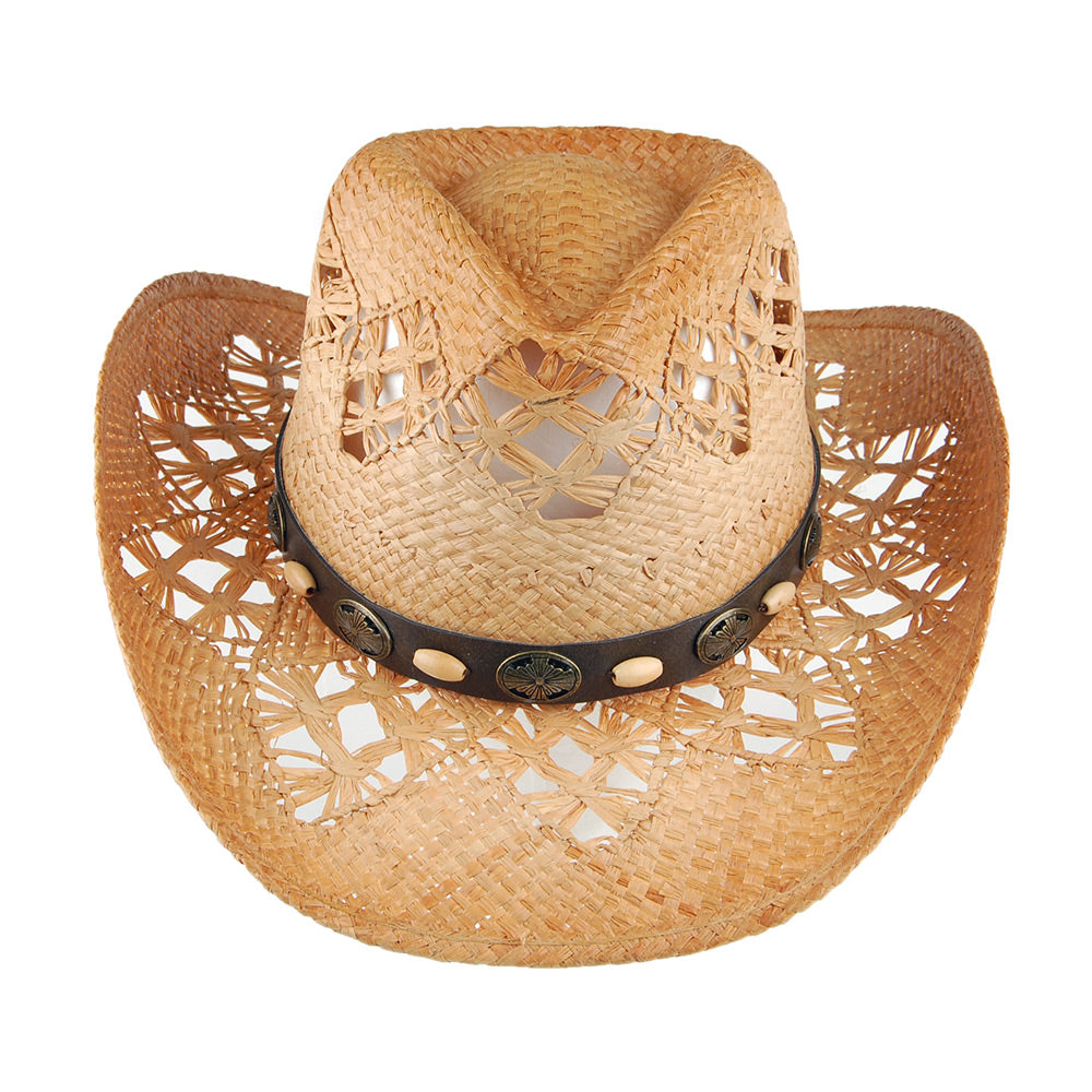 Sombrero Cowboy Annie Oakley de rafia de Sur la tête