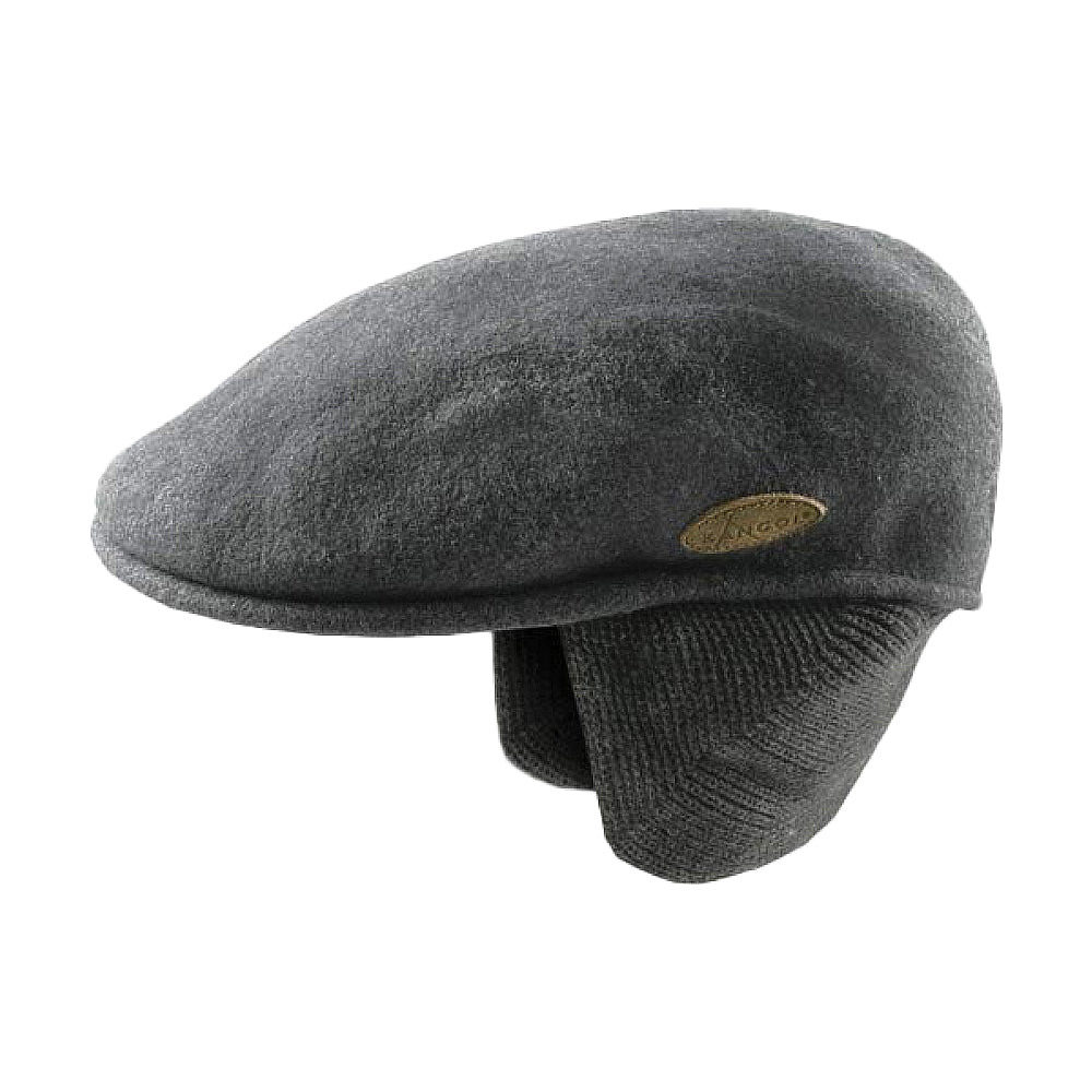 Gorra plana 504 Earflaps de lana de Kangol - Franela Oscura