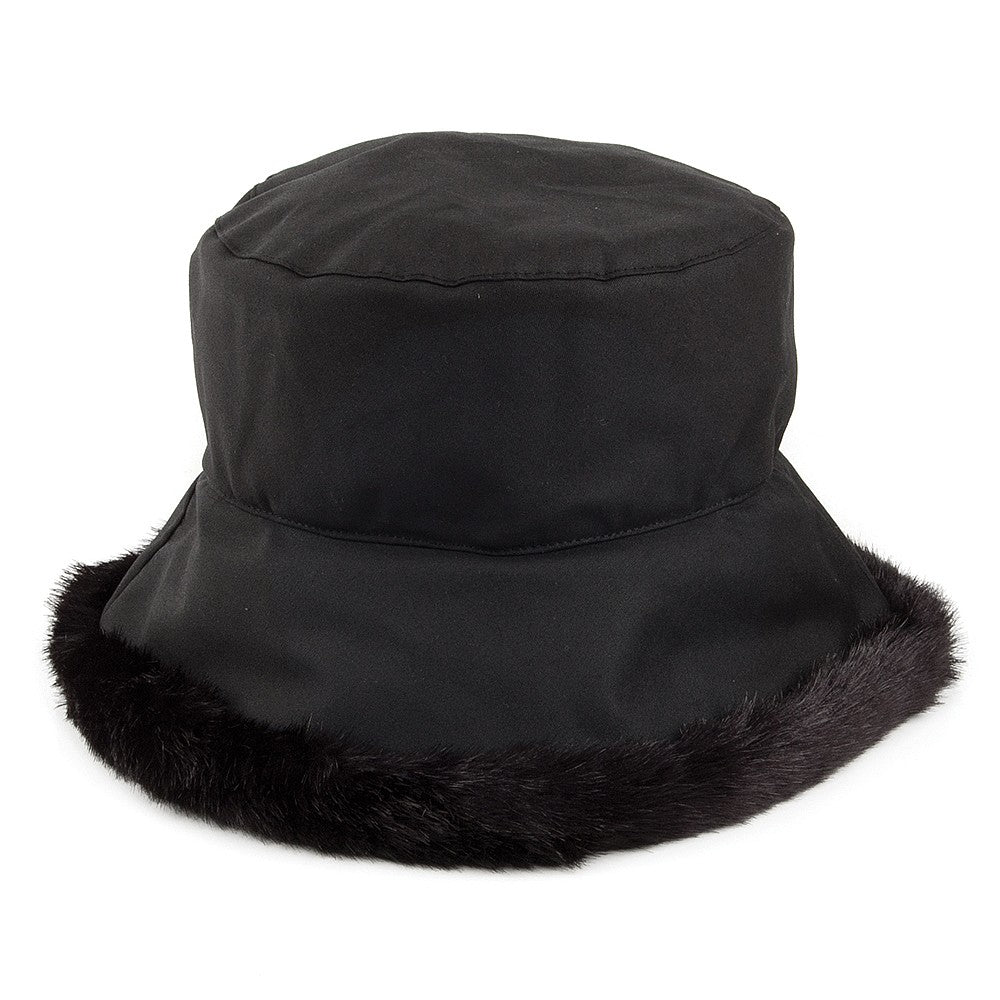 Sombrero de invierno mujeres Beth de piel sintética de algodón encerado de Olney - Negro
