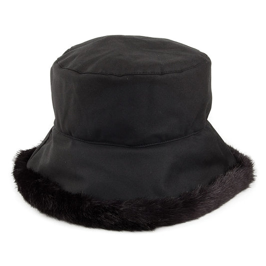 Sombrero de invierno mujeres Beth de piel sintética de algodón encerado de Olney - Negro