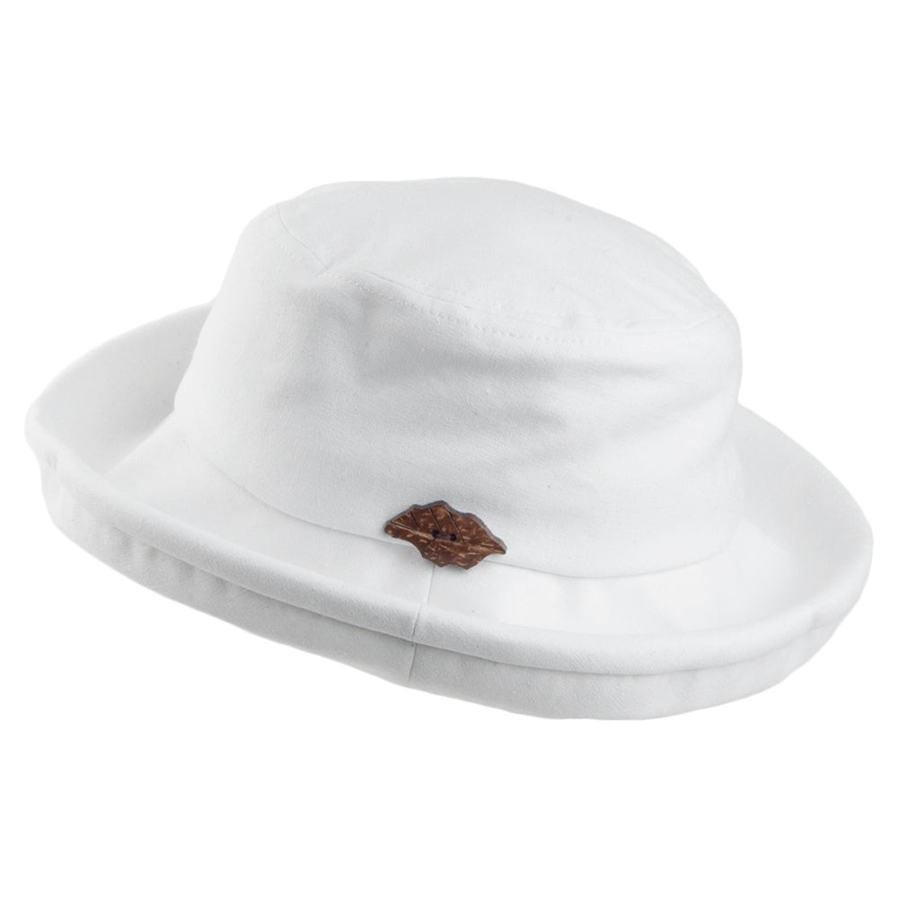 Sombrero de pescador Arbres plegable de lino-algodón de sur la tête - Blanco