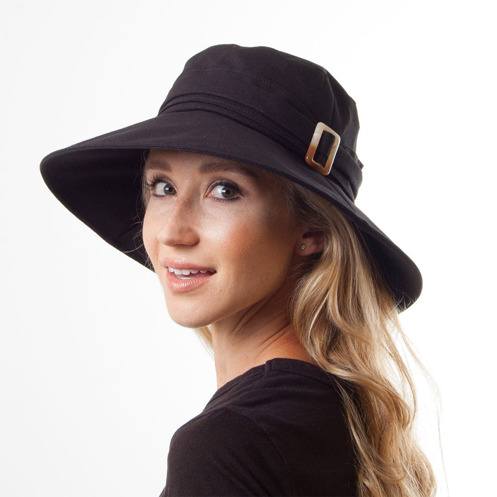 Sombrero Lotus plegable de lino de Sur la tête - Negro