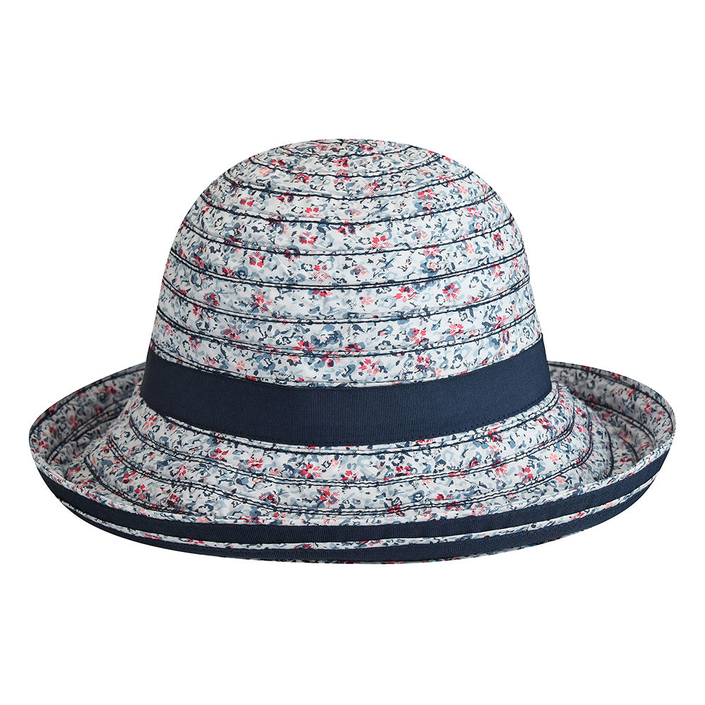 Sombrero Floral reversible enrollable de Betmar - Azul Marino