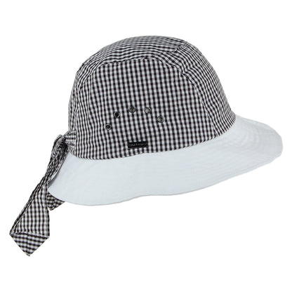 Sombrero Cloche anudado tela a cuadros de Betmar - Negro-Blanco