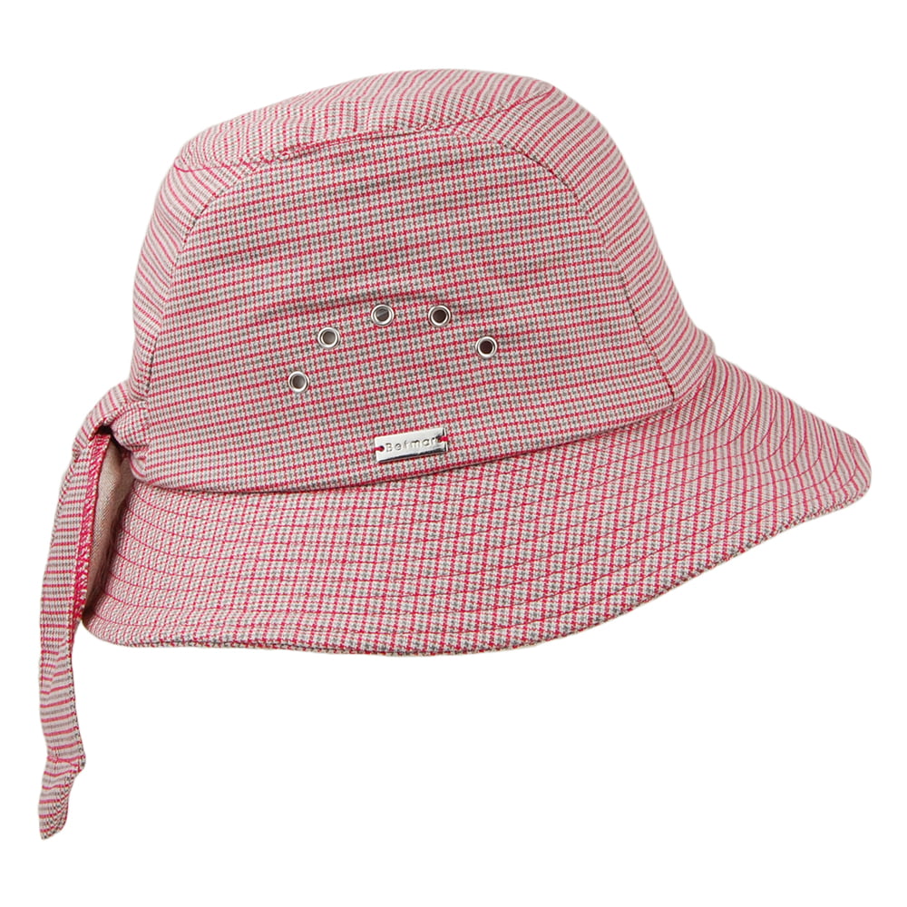 Sombrero Cloche anudado pata de gallo de Betmar - Rojo-Multi