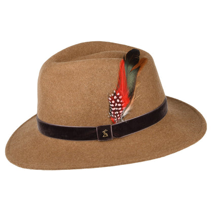 Sombrero Fedora de fieltro con cinta de terciopelo de Joules - Beige Arena