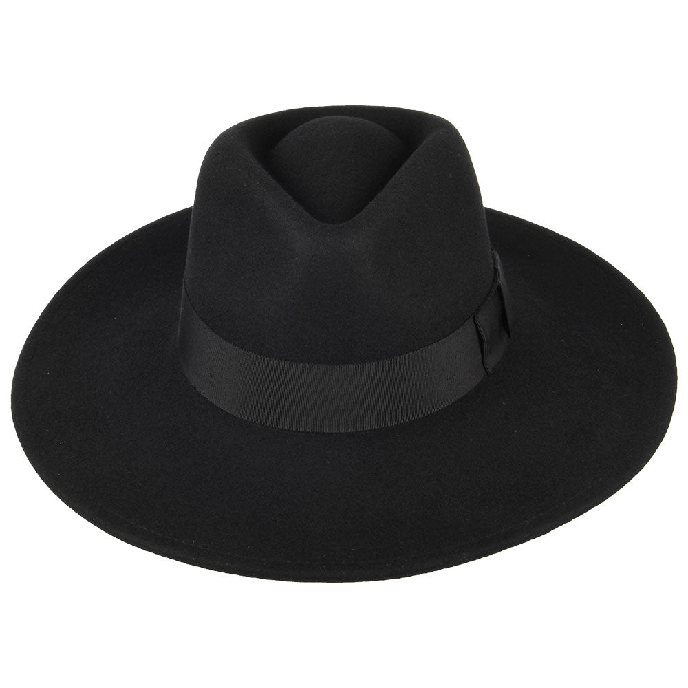 Sombrero Fedora Joanna de ala ancha de fieltro de lana de Brixton - Negro