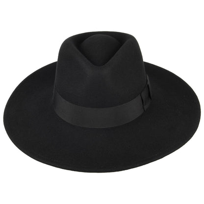 Sombrero Fedora Joanna de ala ancha de fieltro de lana de Brixton - Negro