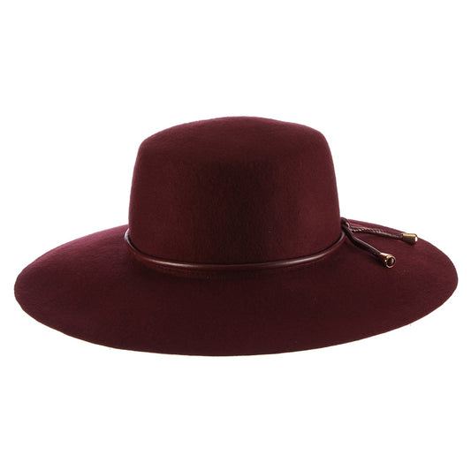 Sombrero Boater Adelle plegable de fieltro de lana de Scala - Vino