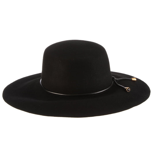 Sombrero Boater Adelle plegable de fieltro de lana de Scala - Negro