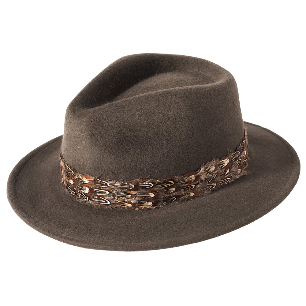 Sombrero Fedora Country pluma de Failsworth - Verde Oliva