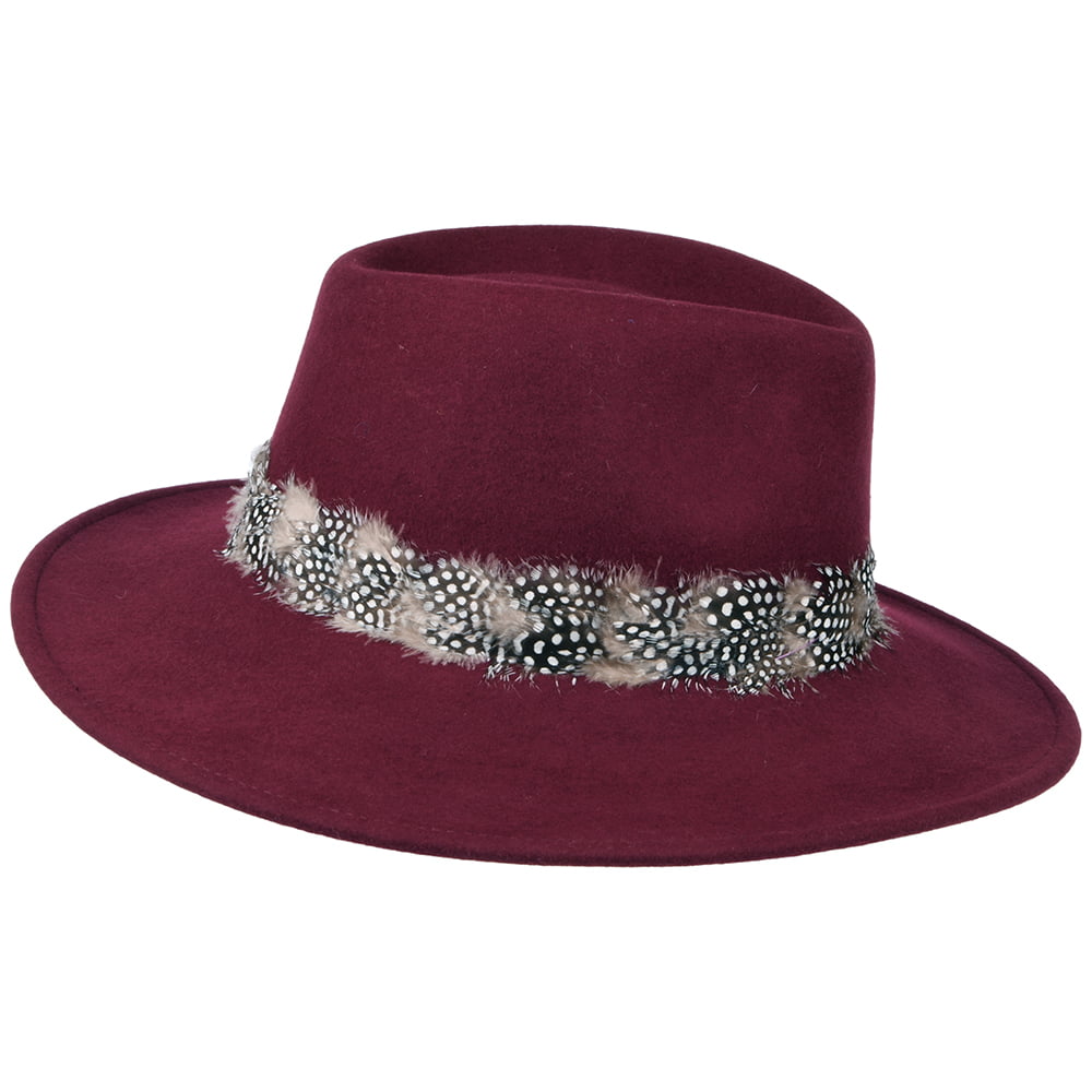 Sombrero Fedora Country pluma de Failsworth - Merlot