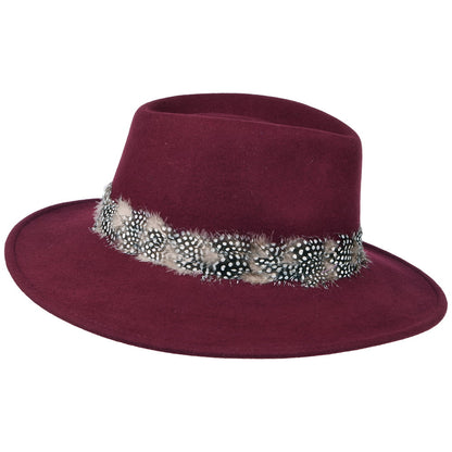 Sombrero Fedora Country pluma de Failsworth - Merlot