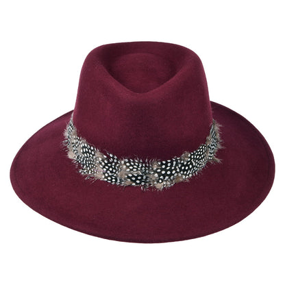 Sombrero Fedora Country pluma de Failsworth - Merlot