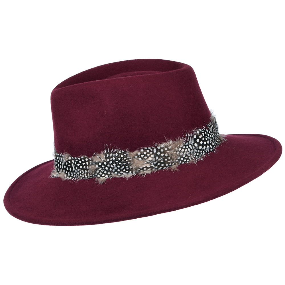 Sombrero Fedora Country pluma de Failsworth - Merlot