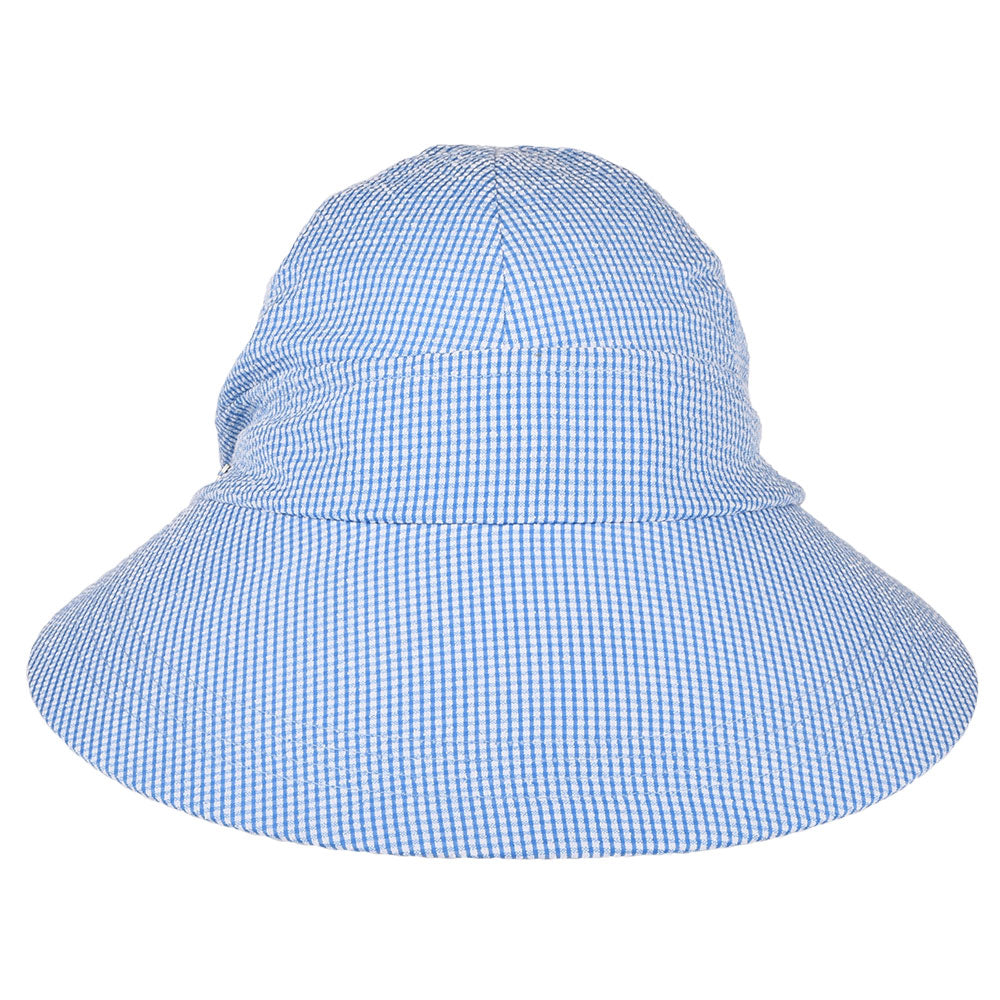 Visera Face Framer de Seersucker de Betmar - Azul-Blanco