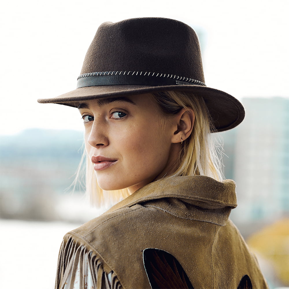Sombrero Fedora Oaklyn de fieltro de lana de Barts - Marrón