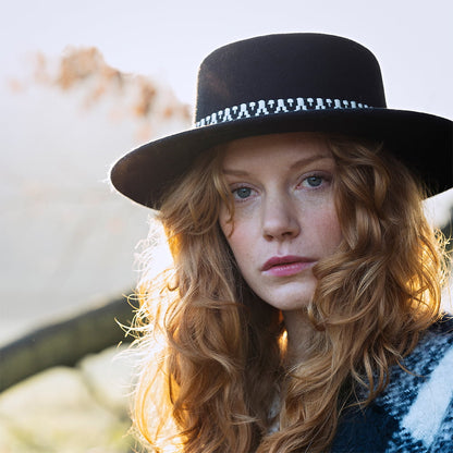 Sombrero Boater Fawne de fieltro de lana de Barts - Negro