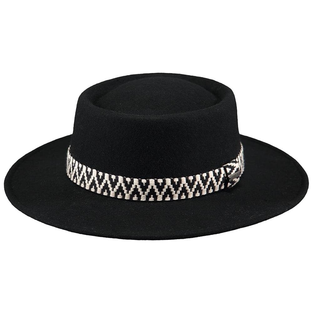 Sombrero Boater Fawne de fieltro de lana de Barts - Negro