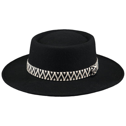 Sombrero Boater Fawne de fieltro de lana de Barts - Negro