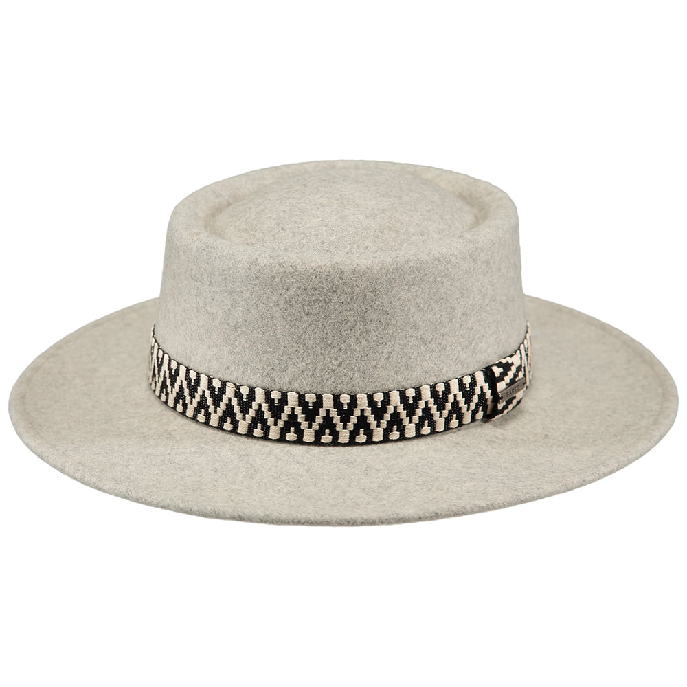 Sombrero Boater Fawne de fieltro de lana de Barts - Gris Jaspeado