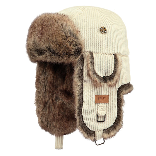 Gorro Aviador de pana Bomber de piel sintética de Barts - Crema
