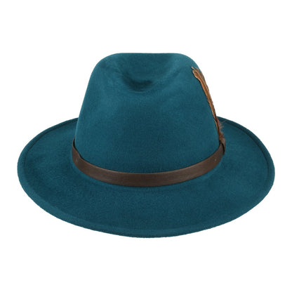 Sombrero Fedora Cheltenham impermeable de fieltro de lana de Failsworth - Verde Azulado