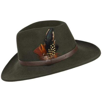 Sombrero Outback impermeable de fieltro de lana de Failsworth - Verde Oliva