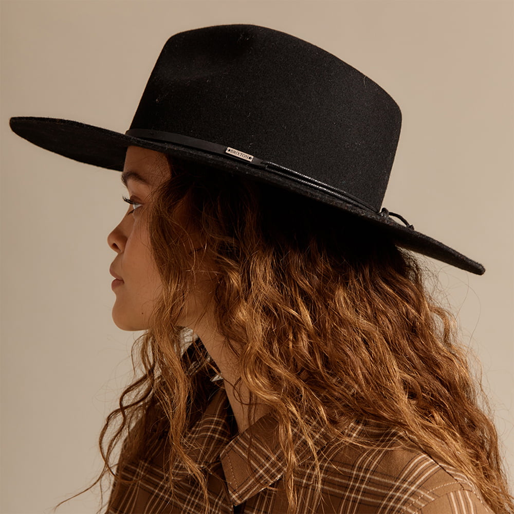 Sombrero Fedora Hailey de fieltro de lana de Brixton - Negro