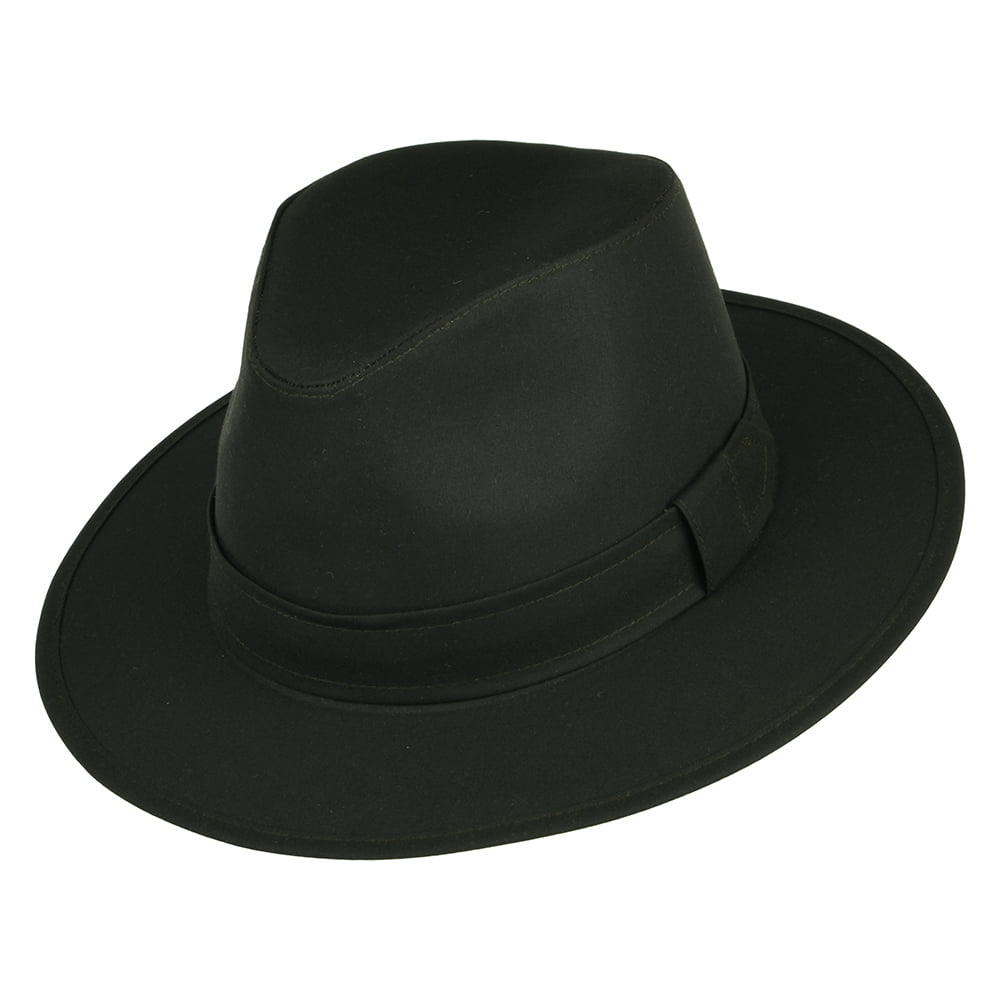 Sombrero Fedora Drifter de algodón encerado de Failsworth - Verde Oliva