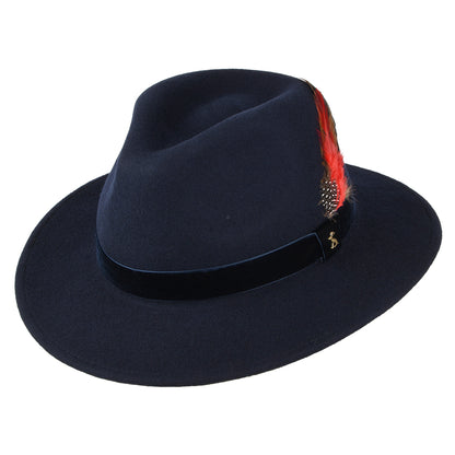 Sombrero Fedora de fieltro de lana ii con cinta de terciopelo de Joules - Azul Marino