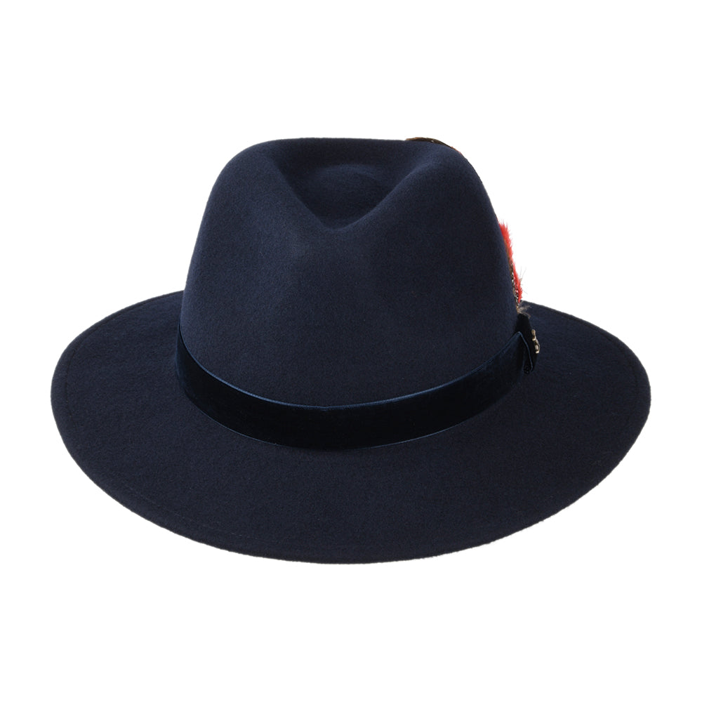 Sombrero Fedora de fieltro de lana ii con cinta de terciopelo de Joules - Azul Marino