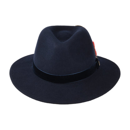 Sombrero Fedora de fieltro de lana ii con cinta de terciopelo de Joules - Azul Marino