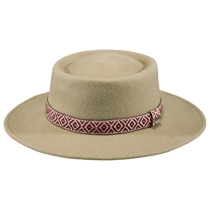 Sombrero Boater Fawne de fieltro de lana de Barts - Marrón Claro