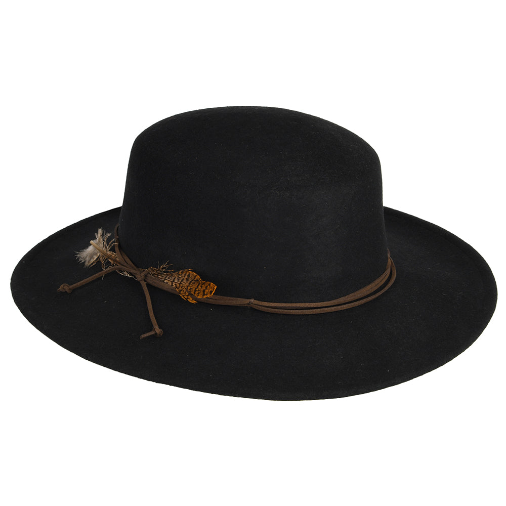 Sombrero Boater Dunia de fieltro de lana de Scala - Negro