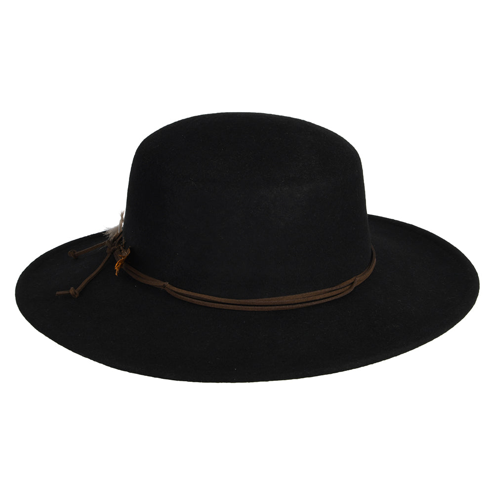 Sombrero Boater Dunia de fieltro de lana de Scala - Negro