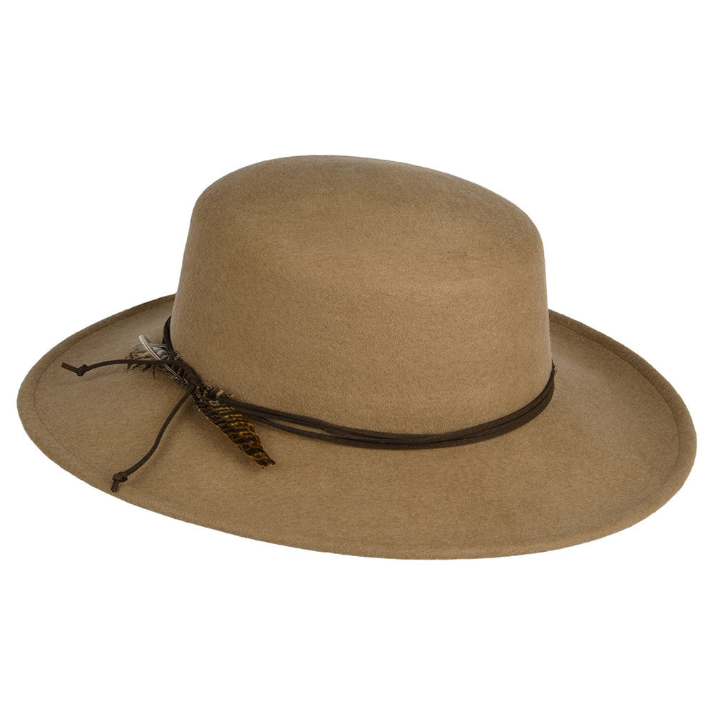 Sombrero Boater Dunia de fieltro de lana de Scala - Camel