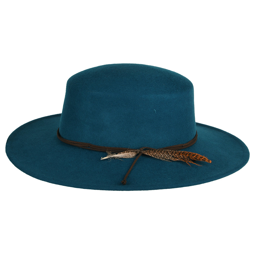 Sombrero Boater Dunia de fieltro de lana de Scala - Verde Azulado