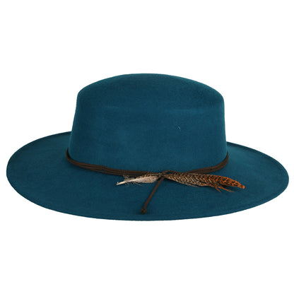 Sombrero Boater Dunia de fieltro de lana de Scala - Verde Azulado