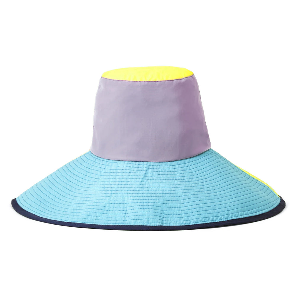 Sombrero de pescador Maddie de ala ancha plegable de Brixton - Morado-Amarillo-Azur