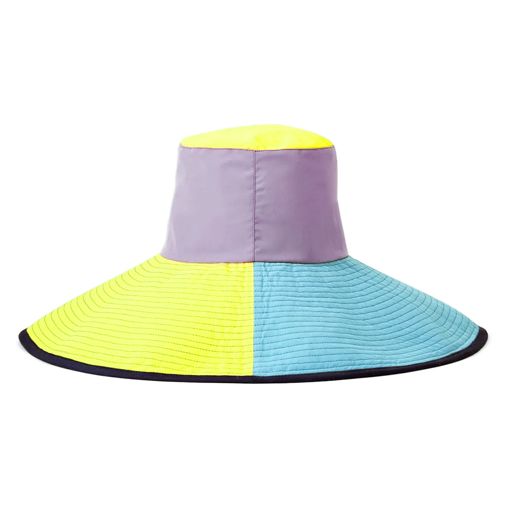 Sombrero de pescador Maddie de ala ancha plegable de Brixton - Morado-Amarillo-Azur