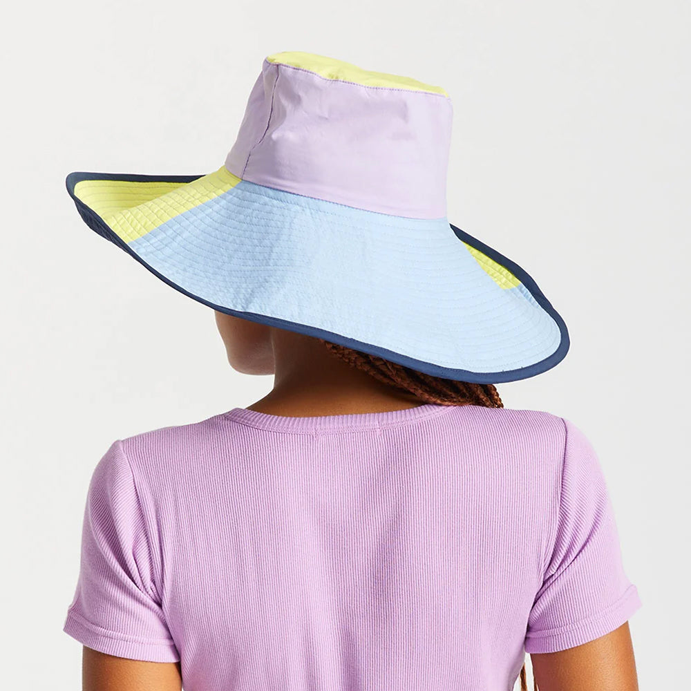 Sombrero de pescador Maddie de ala ancha plegable de Brixton - Morado-Amarillo-Azur