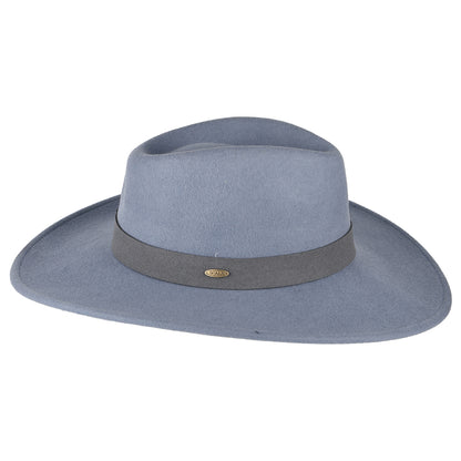 Sombrero Fedora Safari Inaki de fieltro de lana de Scala - Azul Ártico