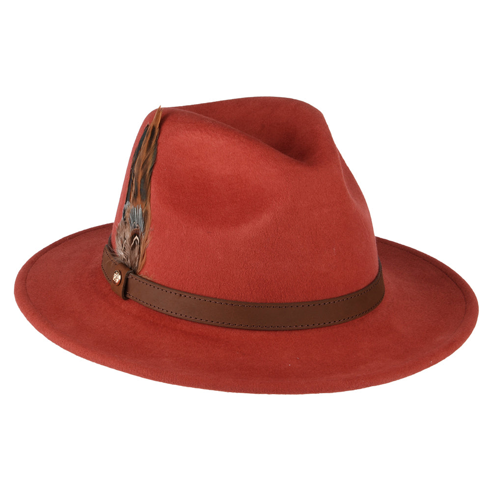 Sombrero Fedora impermeable de fieltro de lana de Failsworth - Rojizo
