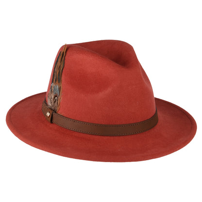 Sombrero Fedora impermeable de fieltro de lana de Failsworth - Rojizo