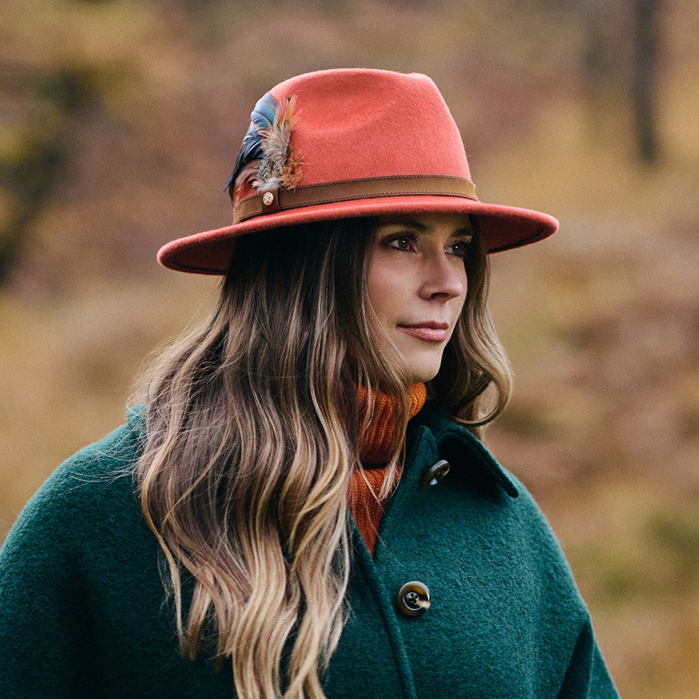 Sombrero Fedora impermeable de fieltro de lana de Failsworth - Rojizo